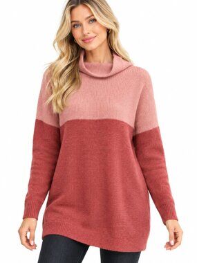 Cloth Pink Oversized Knit Sweater Funnel Xlarge preppy chic quiet Luxury cozy